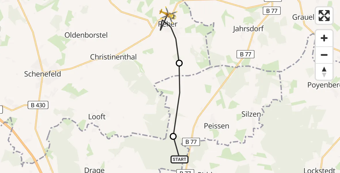 Flugroute Rettungshubschrauber Ridders - Reher, 19 März 2026, 06:22