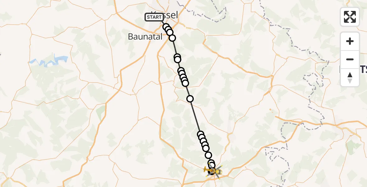 Routekaart van de vlucht: Rettungshubschrauber nach Bad Hersfeld Hospital