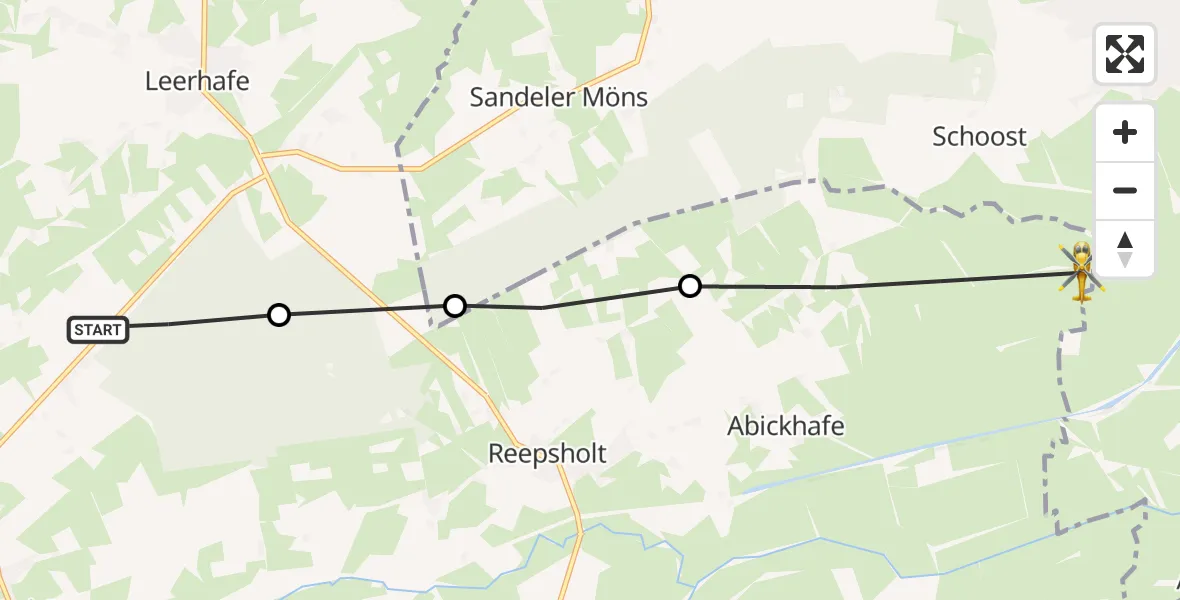 Flugroute Rettungshubschrauber Wittmund - Friedeburg, 19 März 2026, 07:19