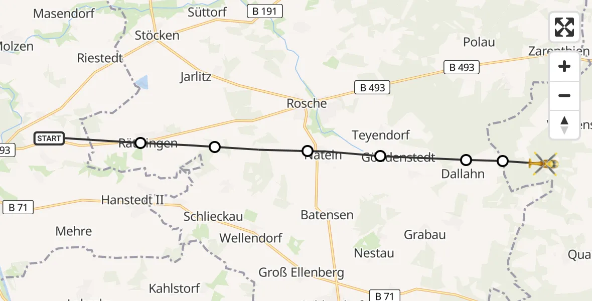 Routekaart van de vlucht: Rettungshubschrauber nach Vaddensen