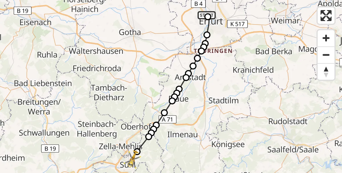 Routekaart van de vlucht: Rettungshubschrauber nach Heidersbach, An der Lauter