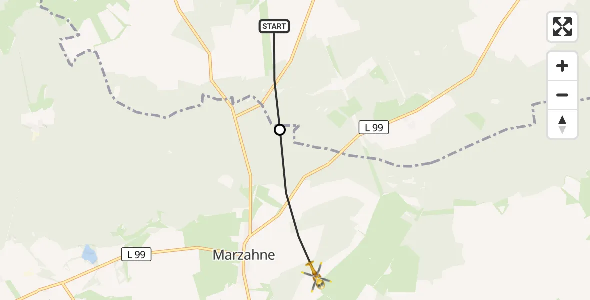 Flugroute Rettungshubschrauber Garlitz - Marzahne, 19 März 2026, 08:01