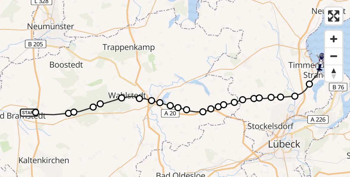 Routekaart van de vlucht: Polizeihubschrauber nach Timmendorfer Strand