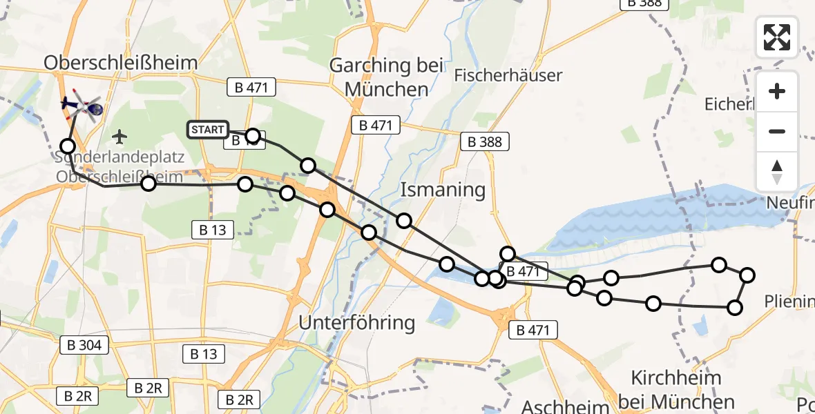 Flugroute Polizeihubschrauber Lustheim - Oberschleißheim, 19 März 2026, 08:48