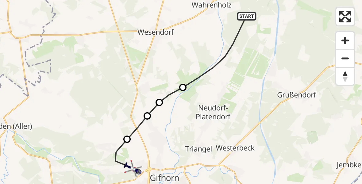 Routekaart van de vlucht: Polizeihubschrauber nach Gifhorn Federal Police Heliport