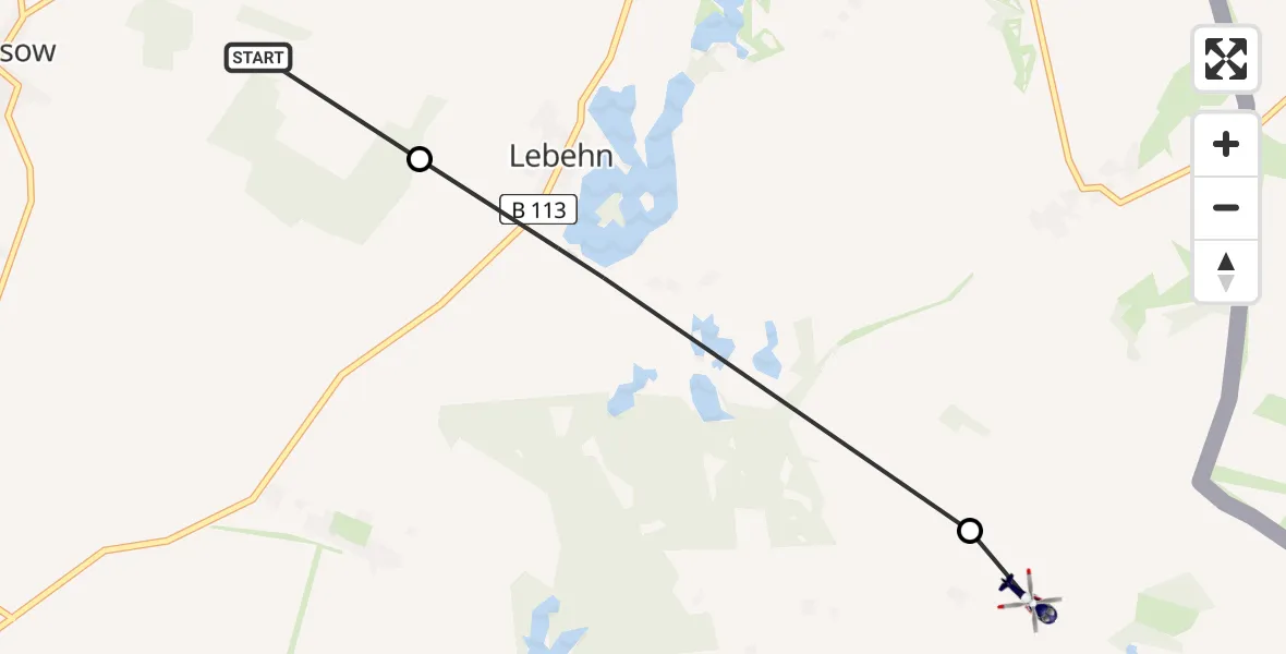 Routekaart van de vlucht: Polizeihubschrauber nach Nadrensee