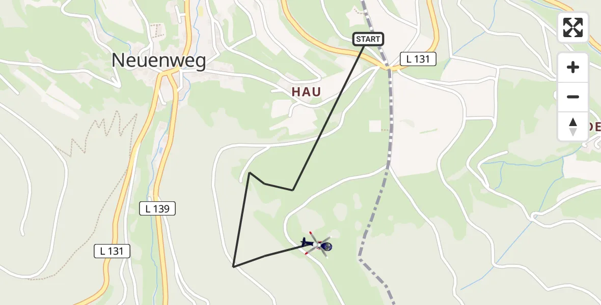 Flugroute Polizeihubschrauber Neuenweg - Neuenweg, 19 März 2026, 09:57