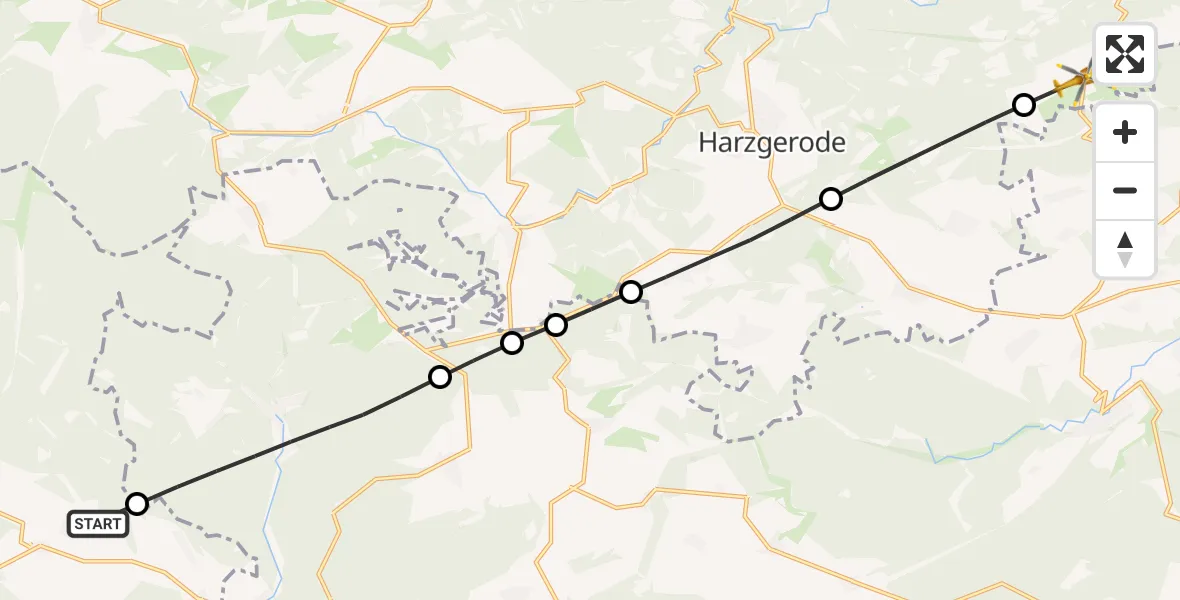 Flugroute Rettungshubschrauber Herrmannsacker - Pansfelde, 19 März 2026, 10:03