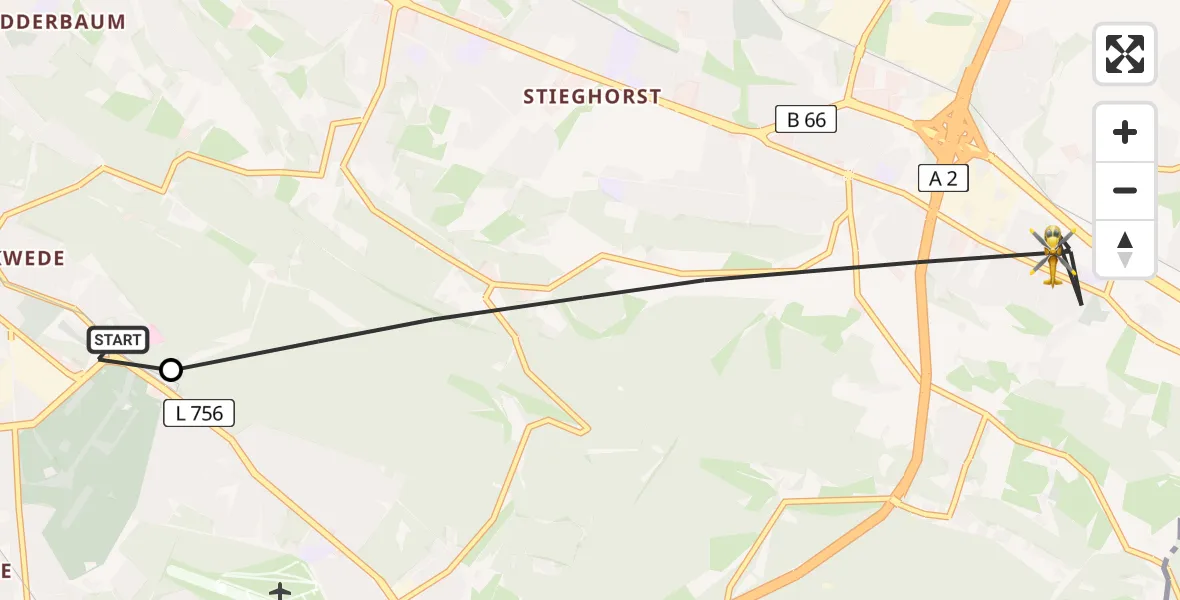 Routekaart van de vlucht: Rettungshubschrauber nach Bielefeld, Wietkamp