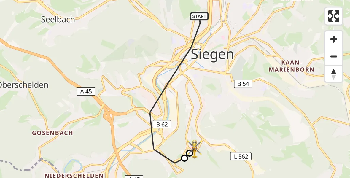 Routekaart van de vlucht: Rettungshubschrauber nach Evangelisches Jung-Stilling Hospital
