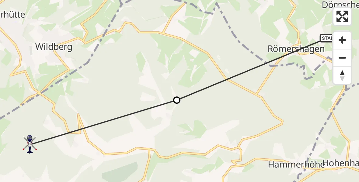 Routekaart van de vlucht: Polizeihubschrauber nach Friesenhagen