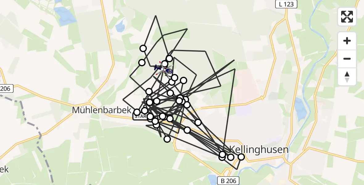 Flugroute Polizeihubschrauber Mühlenbarbek - Kellinghusen, 19 März 2026, 11:20