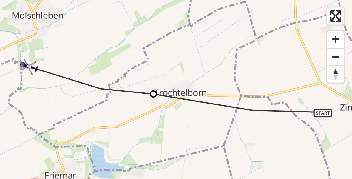 Routekaart van de vlucht: Polizeihubschrauber nach Molschleben, Frimarerstraße