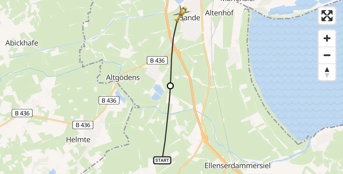 Routekaart van de vlucht: Rettungshubschrauber nach Sande, Plögerweg