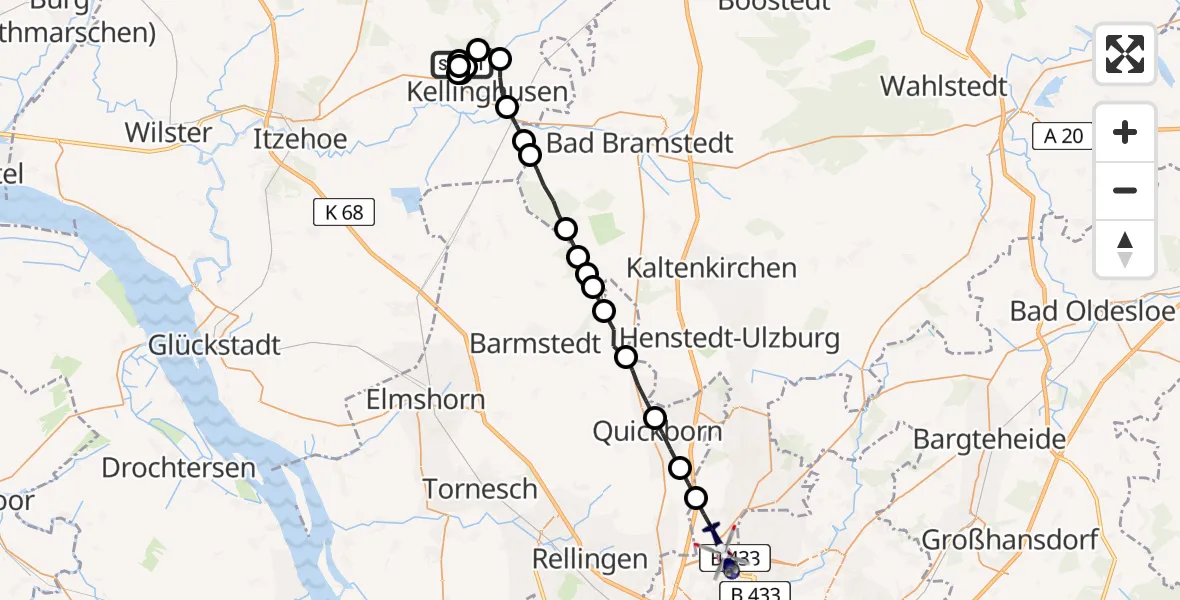 Routekaart van de vlucht: Polizeihubschrauber nach Norderstedt, Nordportbogen