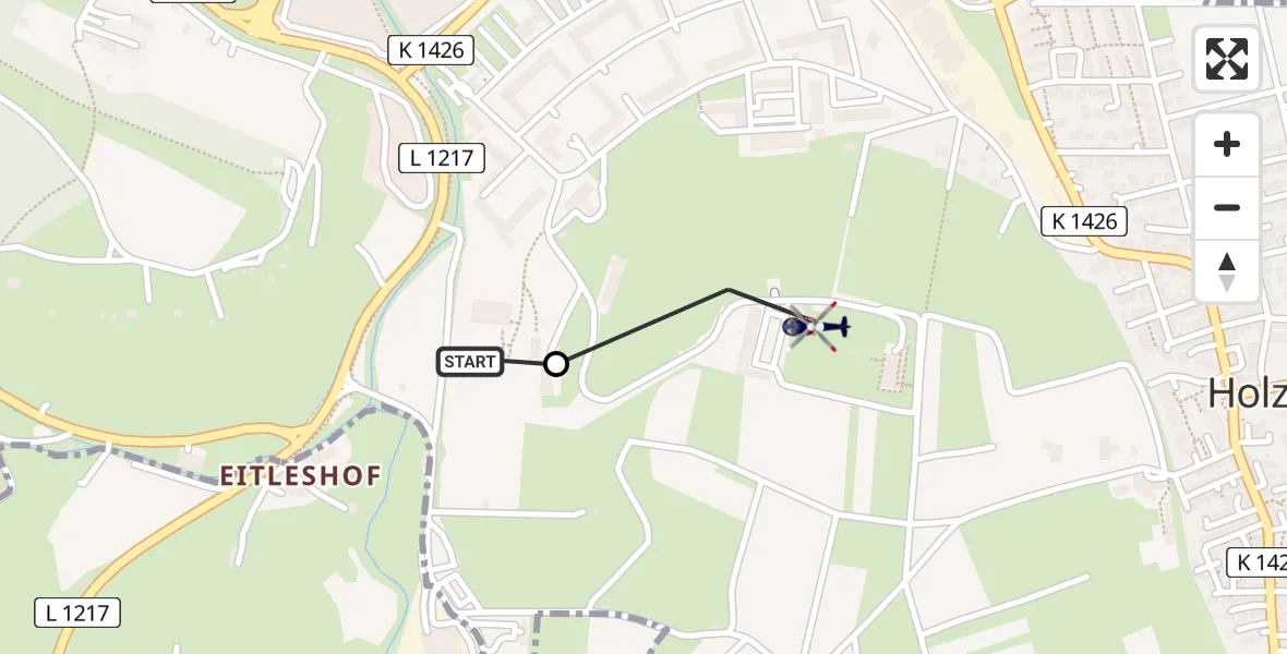 Flugroute Polizeihubschrauber Holzheim - Göppingen (Kernstadt), 19 März 2026, 11:54