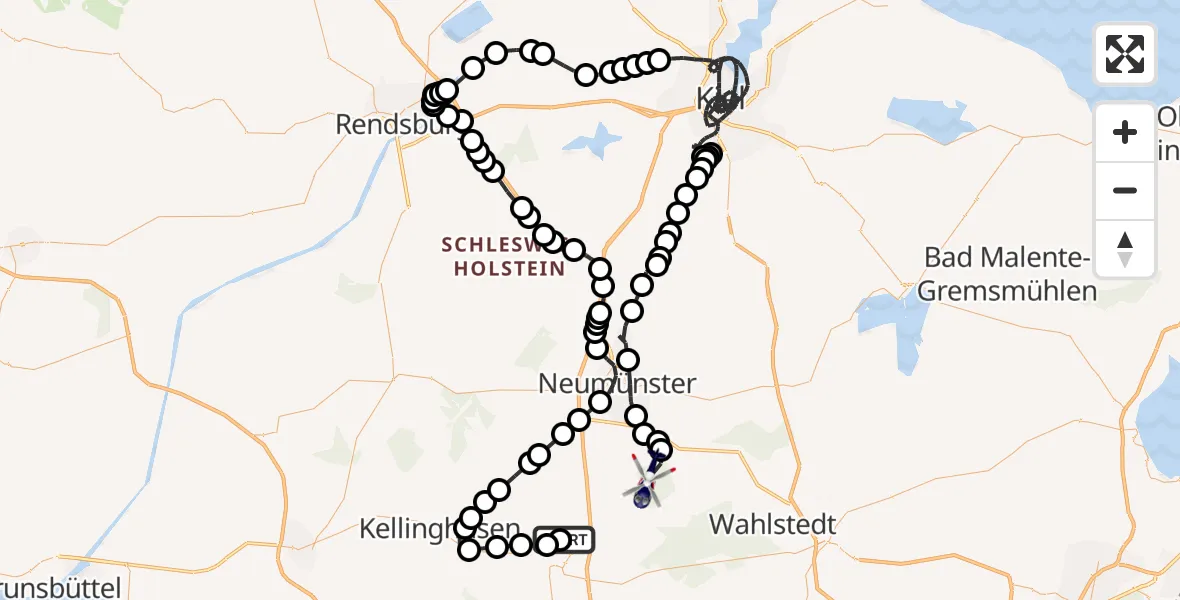 Routekaart van de vlucht: Polizeihubschrauber nach Boostedt, Fuhlendorfer Weg