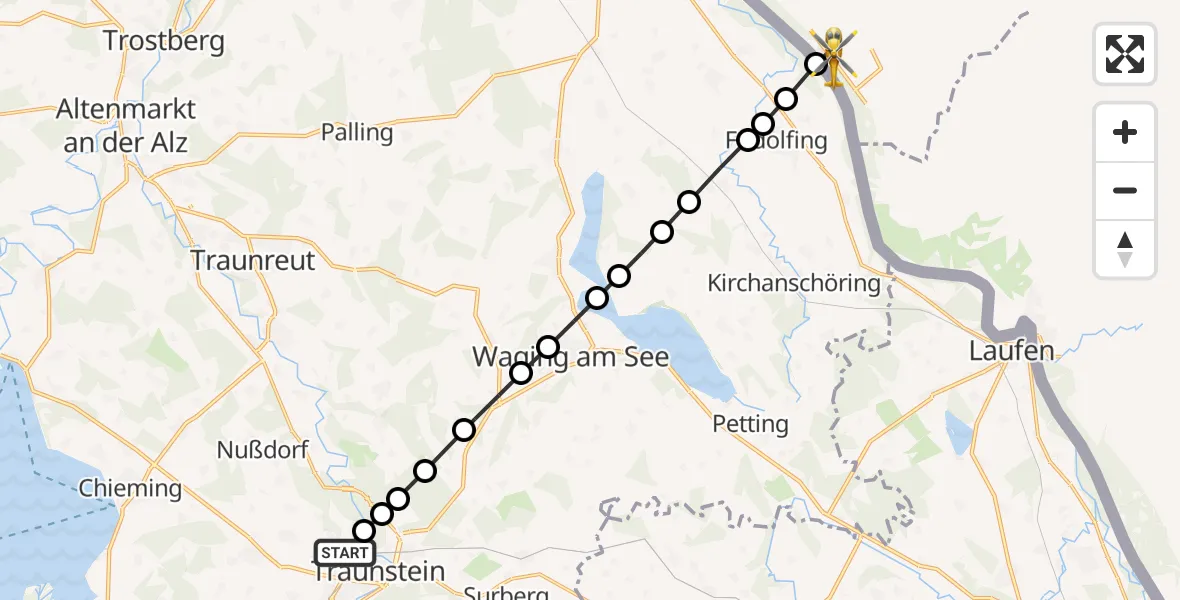 Routekaart van de vlucht: Rettungshubschrauber nach Riedersbach