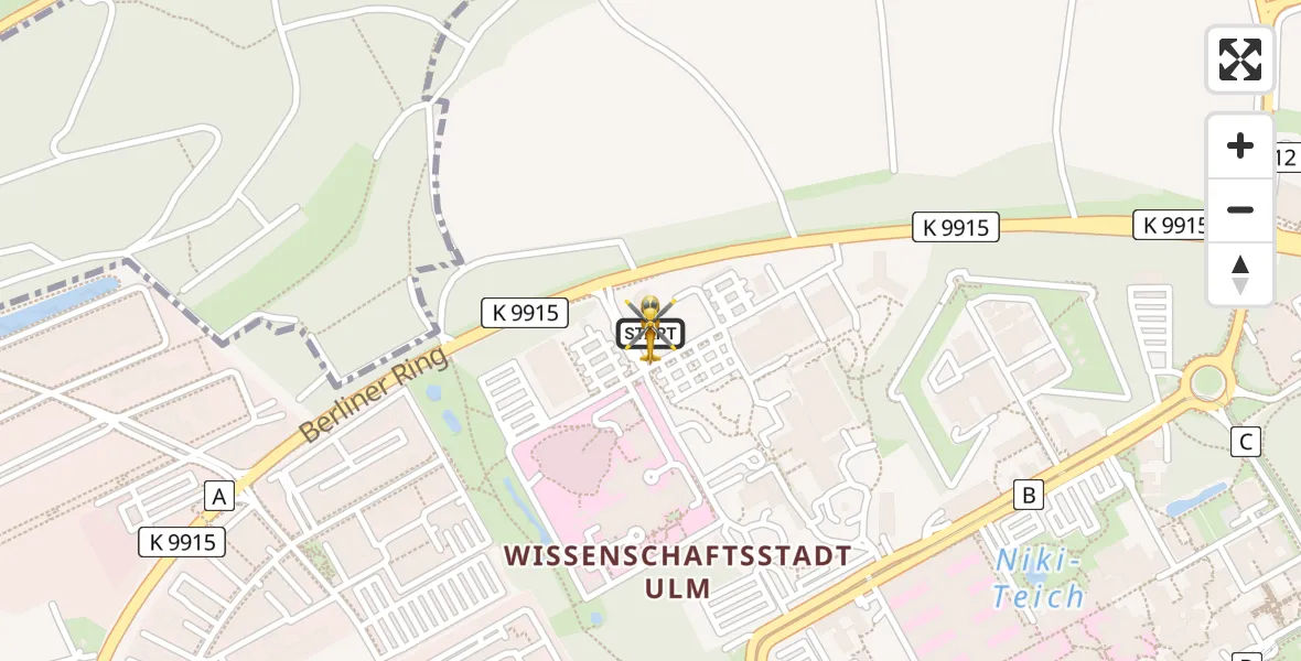 Routekaart van de vlucht: Ambulanzhubschrauber nach ADAC Air Rescue Station Ulm (Christoph 22)