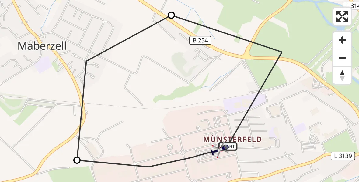 Flugroute Polizeihubschrauber Fulda - Fulda, 19 März 2026, 12:49