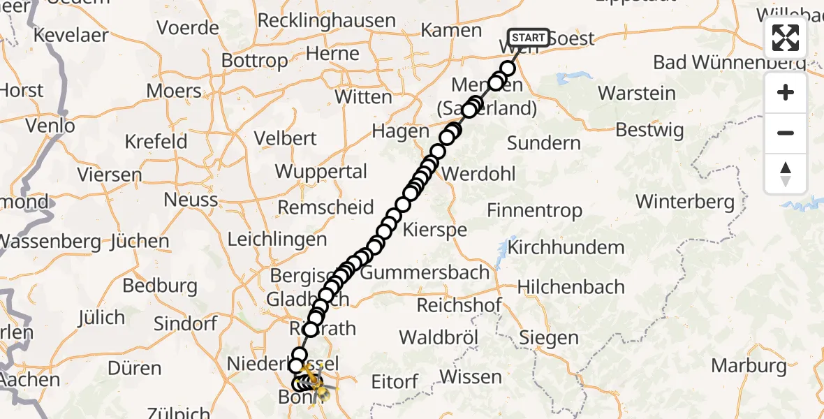 Routekaart van de vlucht: Rettungshubschrauber nach Sankt Augustin, Richthofenstraße