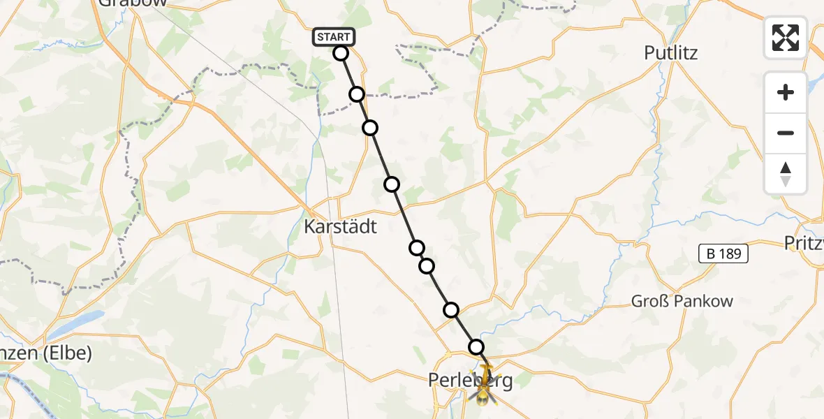 Routekaart van de vlucht: Rettungshubschrauber nach Perleberg, Dobberziner Straße