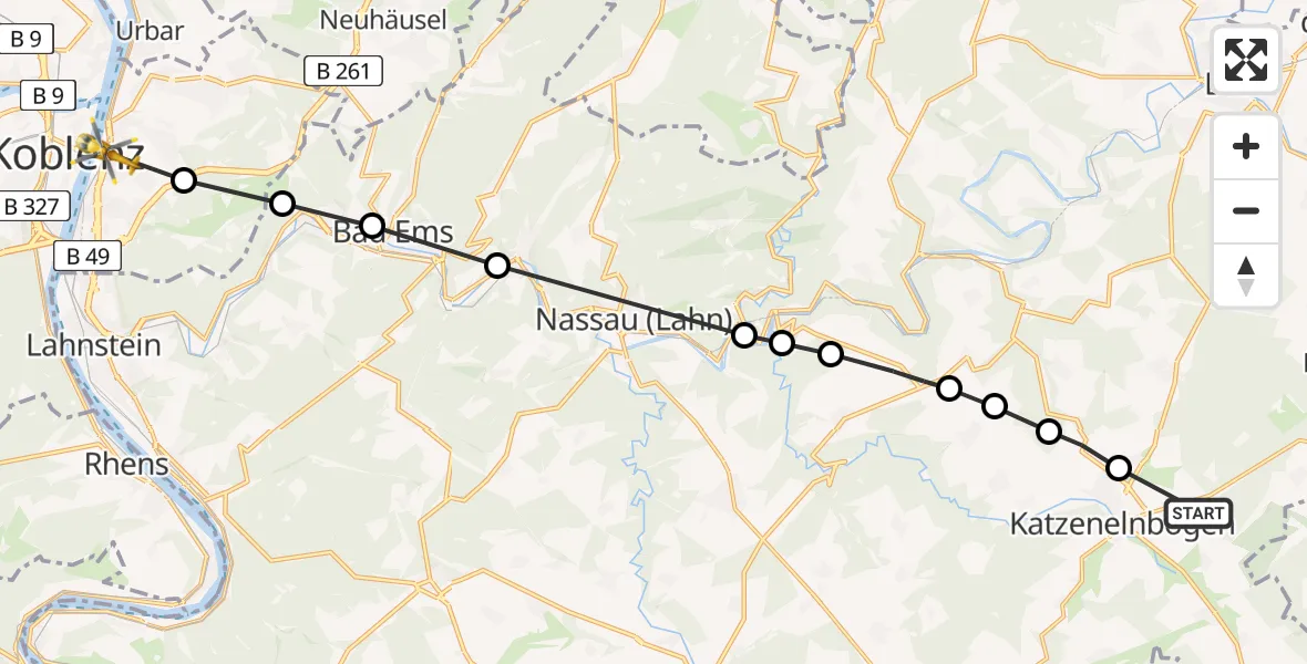 Routekaart van de vlucht: Rettungshubschrauber nach Koblenz, K 54
