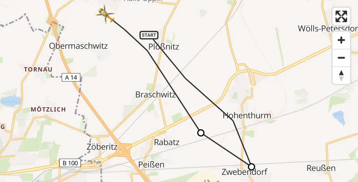Flugroute Ambulanzhubschrauber Landsberg - Landsberg, 19 März 2026, 14:25