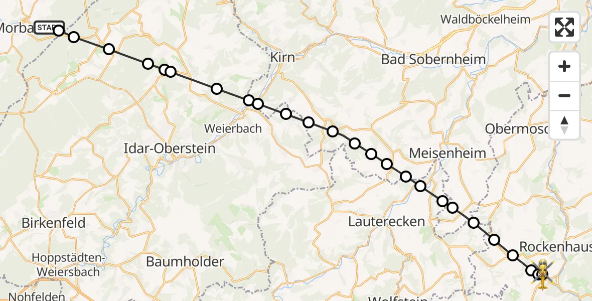 Flugroute Rettungshubschrauber Bischofsdhron - Imsweiler UL, 19 März 2026, 15:04