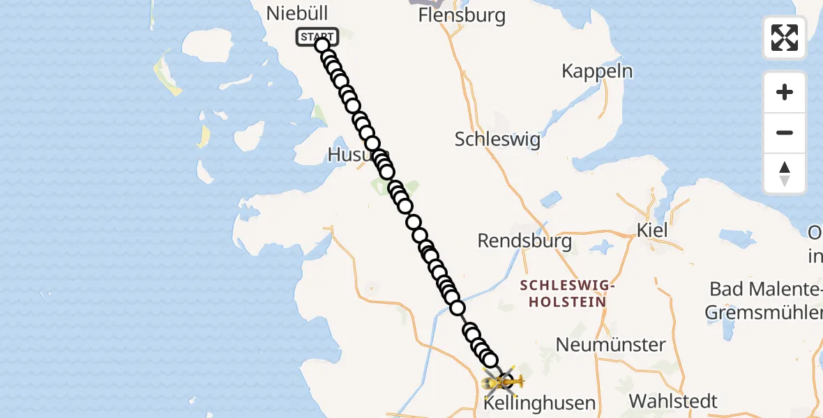 Routekaart van de vlucht: Rettungshubschrauber nach Ridders, Hungriger Wolf