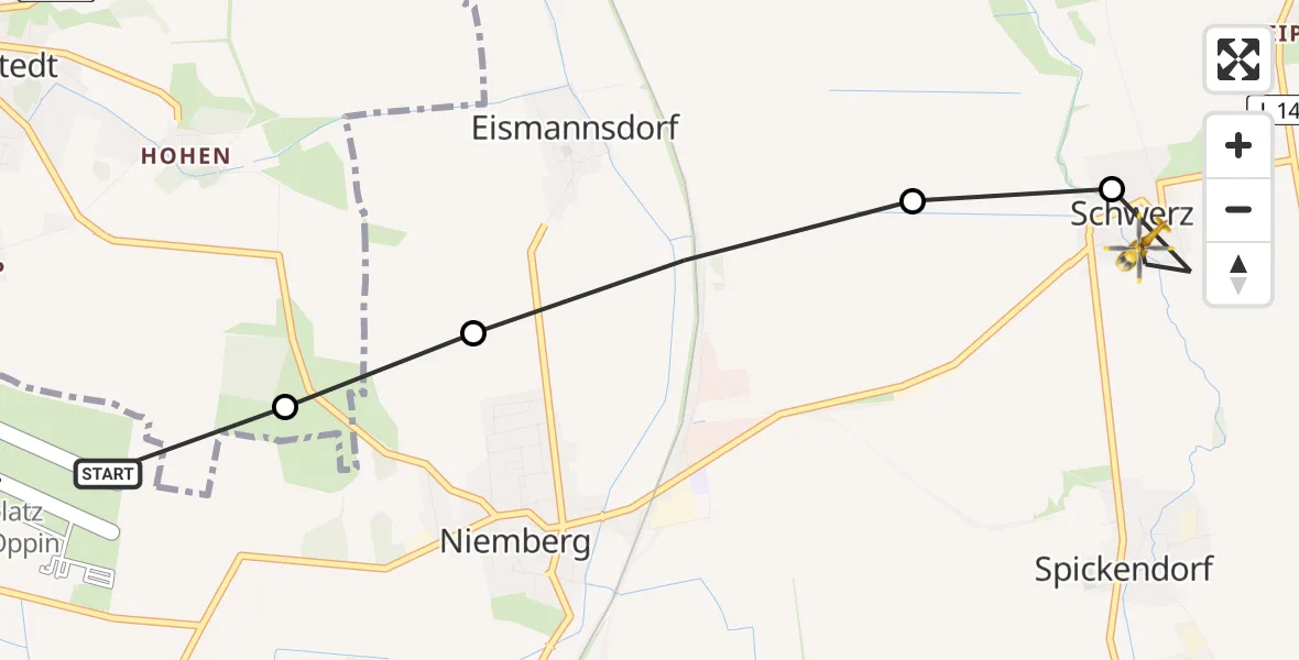 Flugroute Rettungshubschrauber Landsberg - Schwerz, 19 März 2026, 15:20