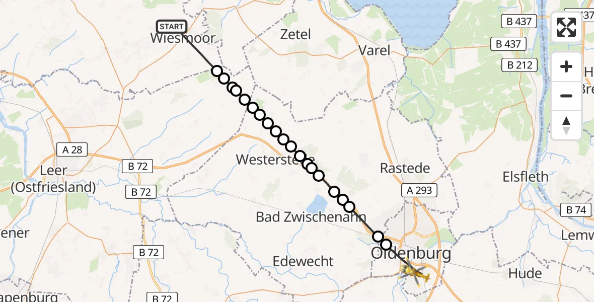 Routekaart van de vlucht: Ambulanzhubschrauber nach Oldenburg, Brandenburger Straße