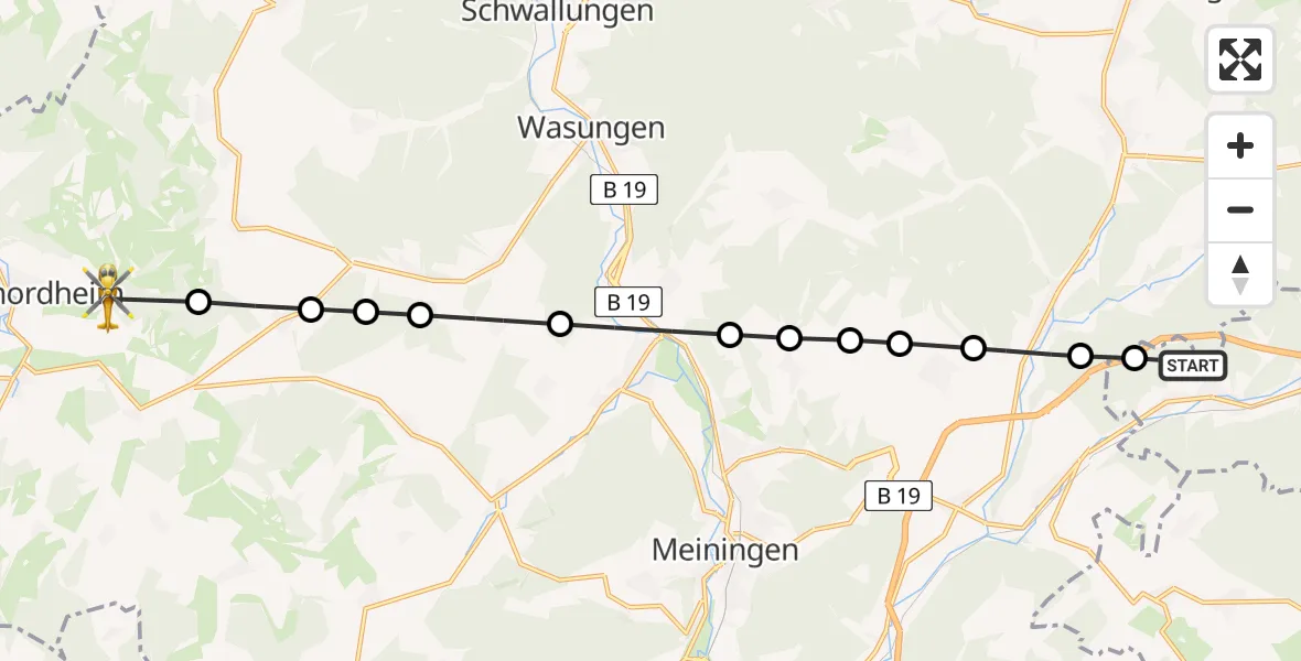 Routekaart van de vlucht: Rettungshubschrauber nach Kaltennordheim, K 81