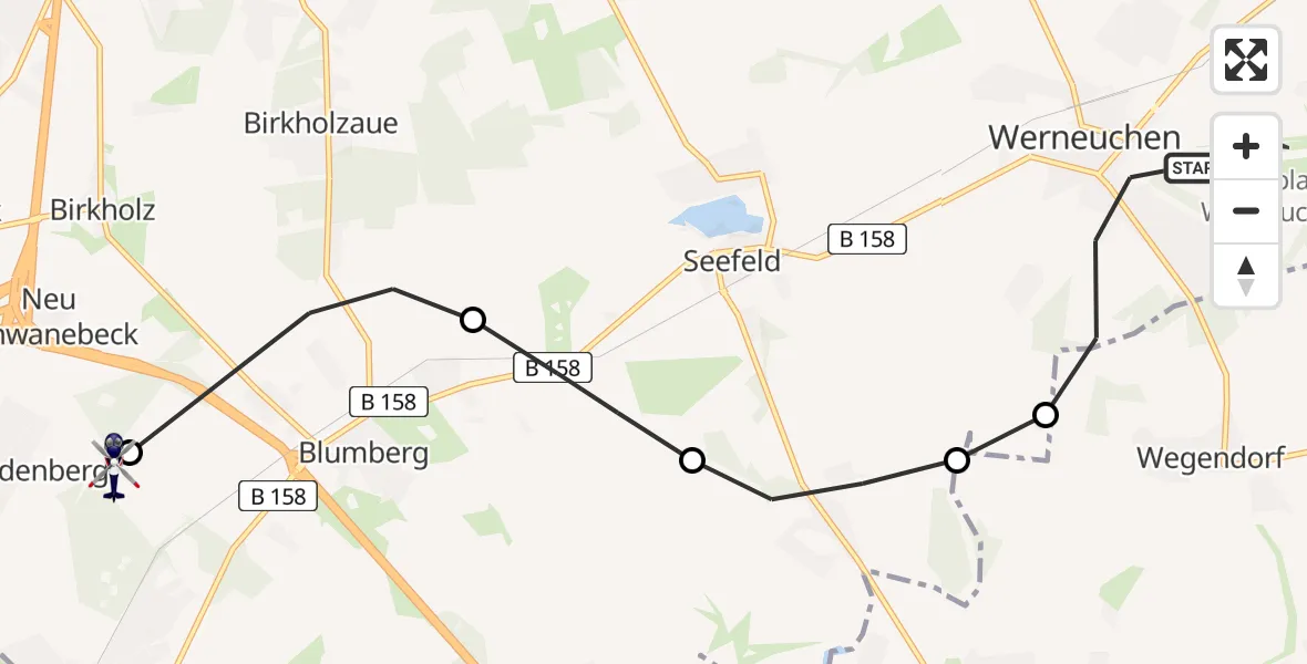Flugroute Polizeihubschrauber Werneuchen - Ahrensfelde Heliport, 19 März 2026, 15:32