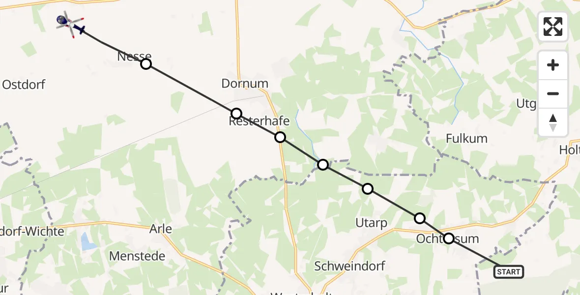 Routekaart van de vlucht: Polizeihubschrauber nach Dornum, Störtebekerstraße
