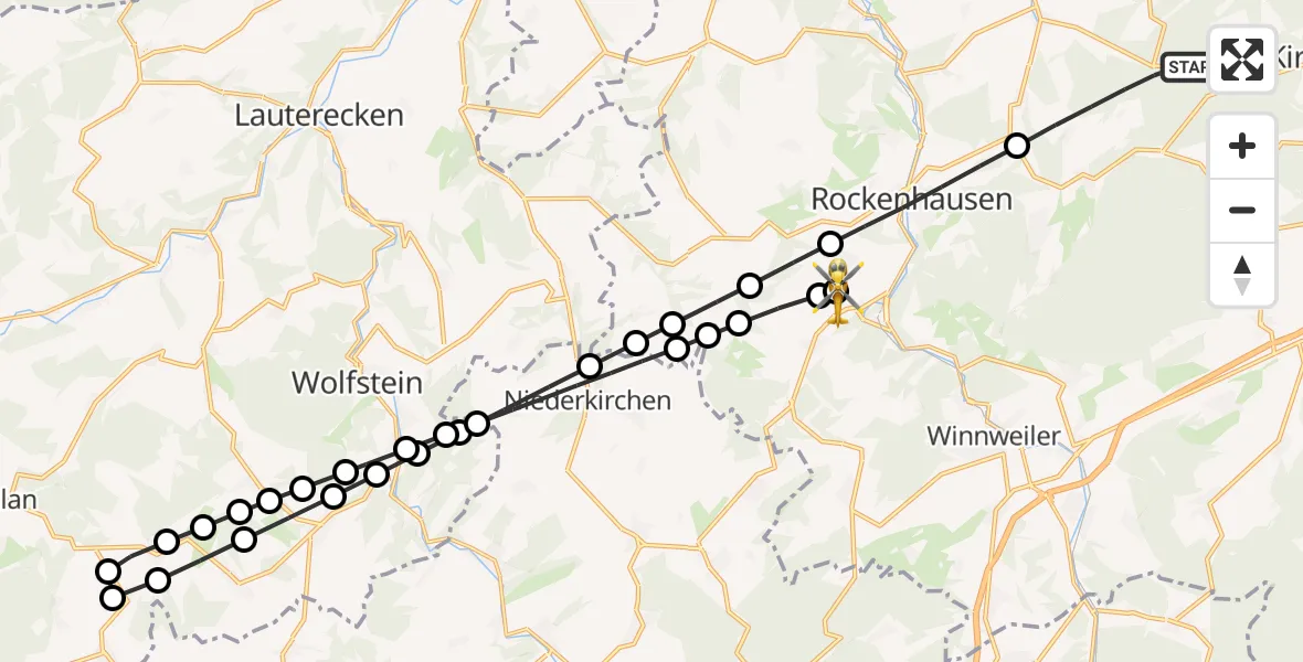 Routekaart van de vlucht: Rettungshubschrauber nach Imsweiler UL
