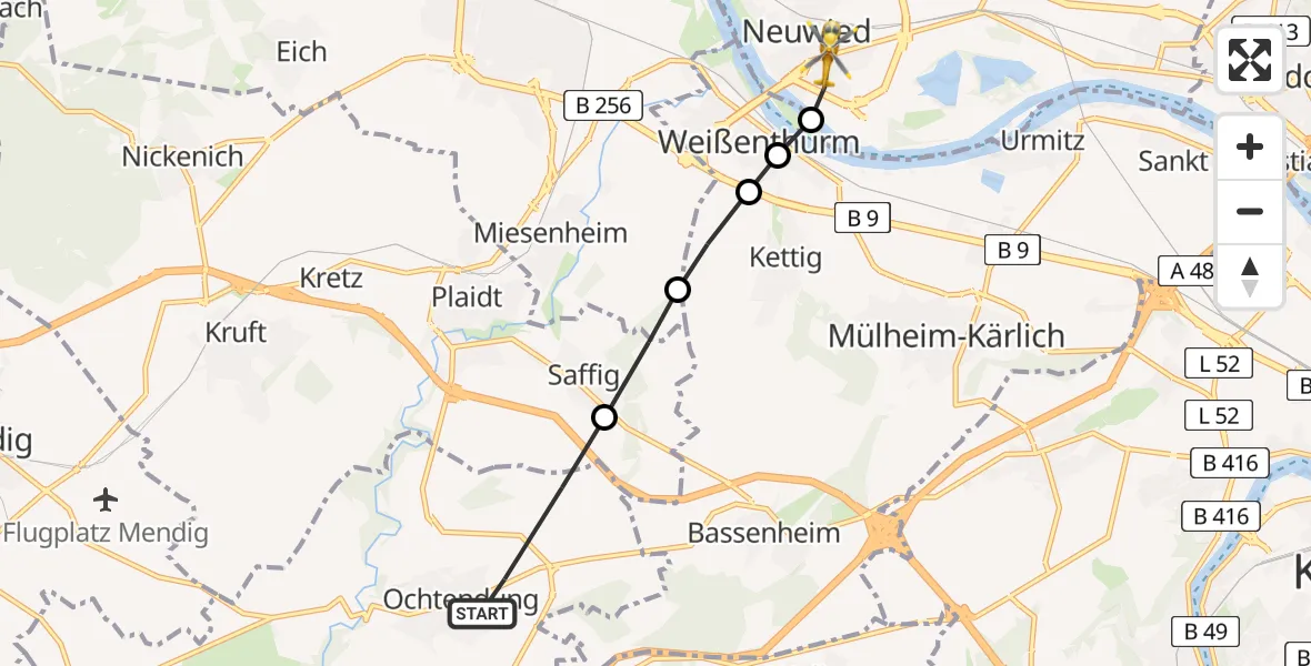 Routekaart van de vlucht: Ambulanzhubschrauber nach Neuwied, Engerser Landstraße