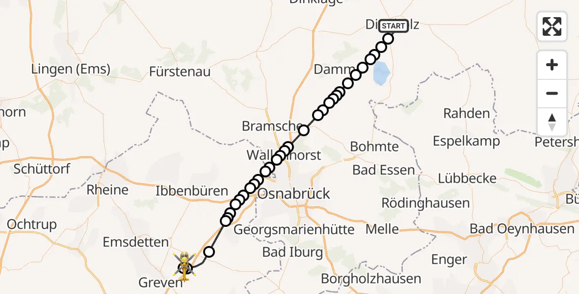 Routekaart van de vlucht: Ambulanzhubschrauber nach Christoph  Westfalen-ADAC