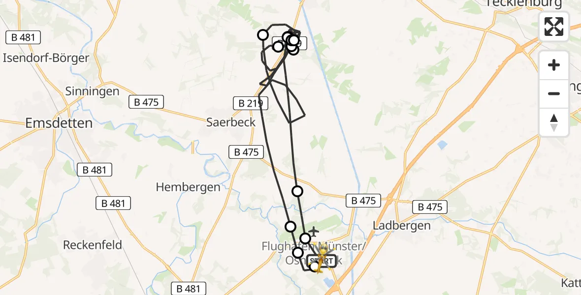 Flugroute Ambulanzhubschrauber Christoph  Westfalen-ADAC - Christoph  Westfalen-ADAC, 19 März 2026, 19:46