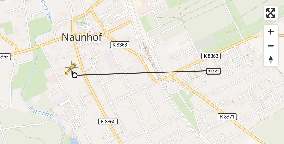Flugroute Rettungshubschrauber Naunhof - Erdmannshain, 20 März 2026, 07:38