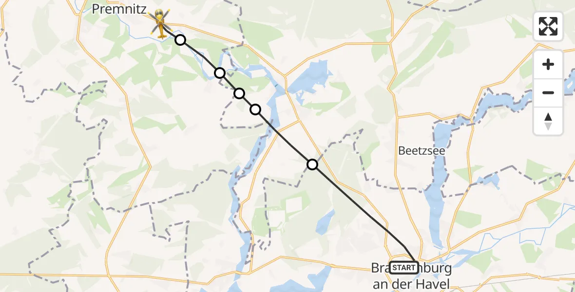 Flugroute Rettungshubschrauber Brandenburg an der Havel - Döberitz, 20 März 2026, 07:54