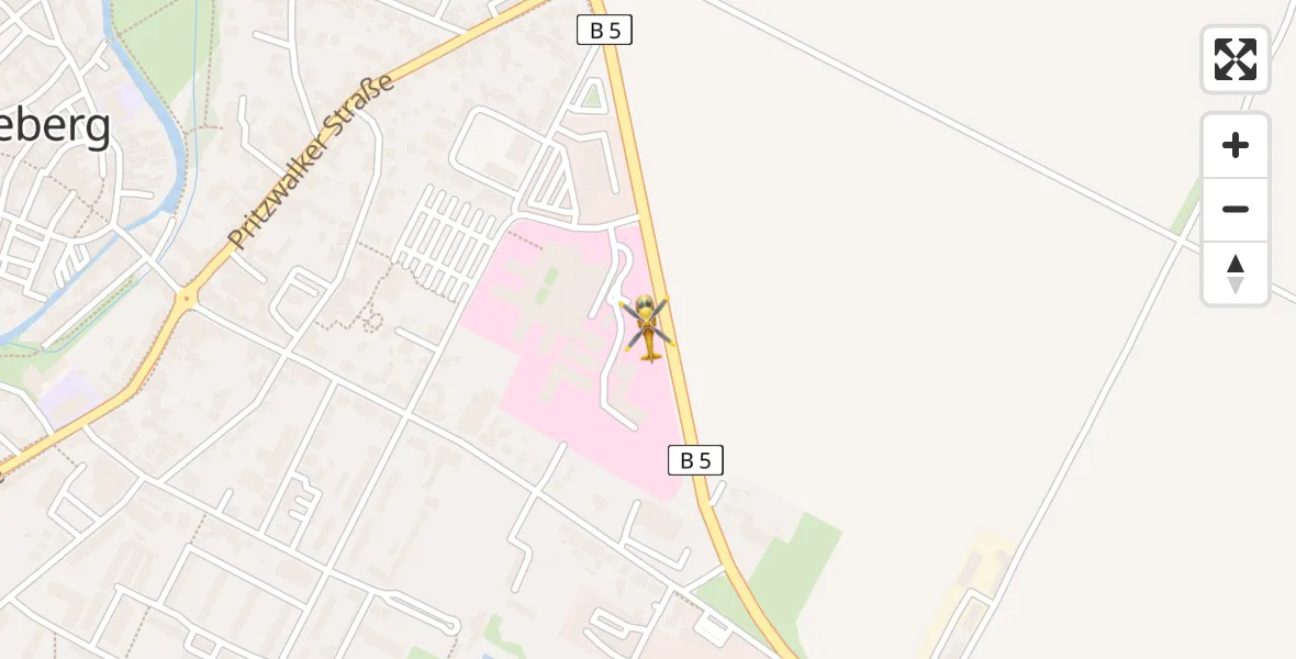 Routekaart van de vlucht: Rettungshubschrauber nach Perleberg