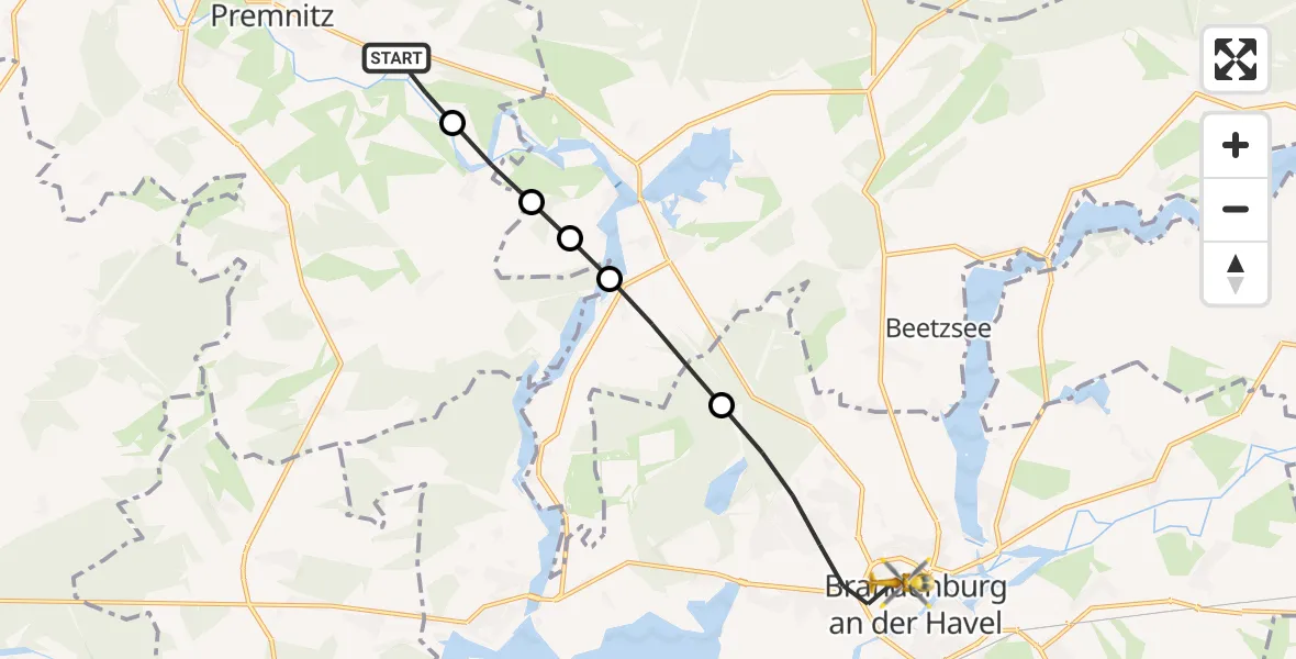 Flugroute Rettungshubschrauber Döberitz - Brandenburg an der Havel, 20 März 2026, 08:25