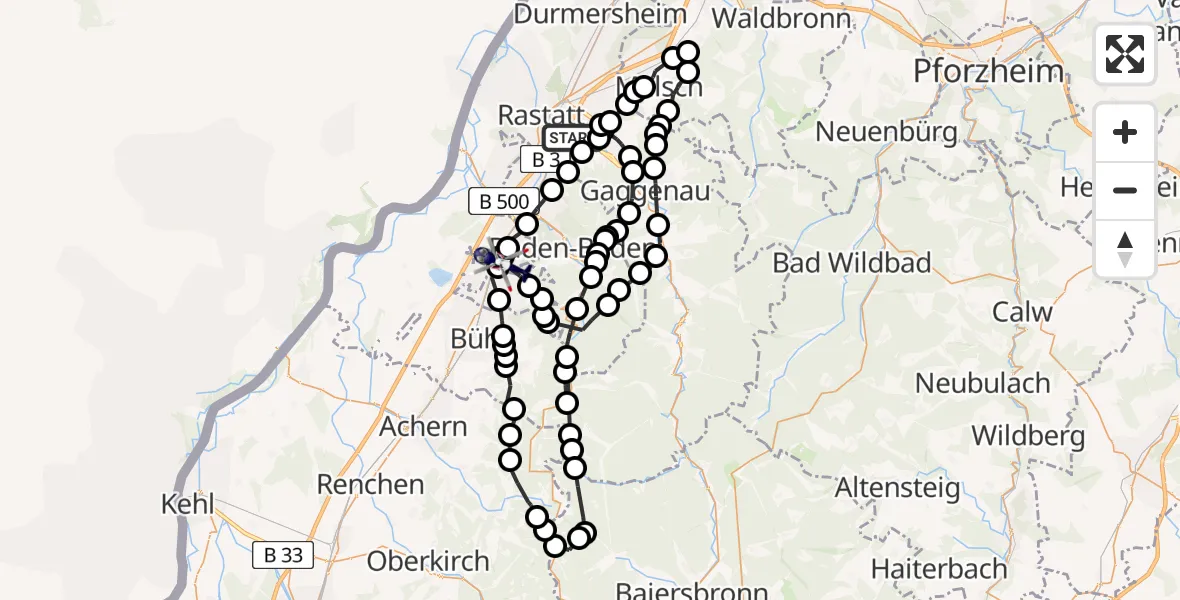 Routekaart van de vlucht: Polizeihubschrauber nach Halberstung, Müllhofener Straße