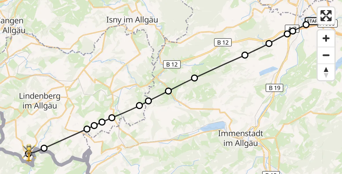 Flugroute Rettungshubschrauber Kempten-Durach Airfield - Scheffau, 20 März 2026, 09:15