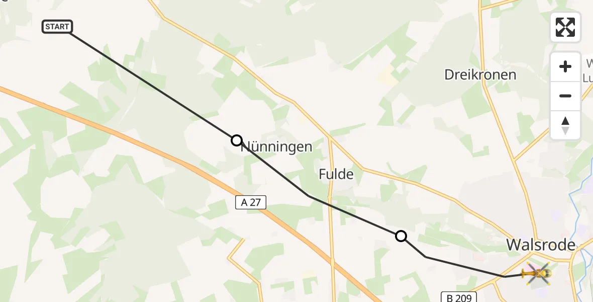 Routekaart van de vlucht: Rettungshubschrauber nach Walsrode, Robert-Koch-Straße