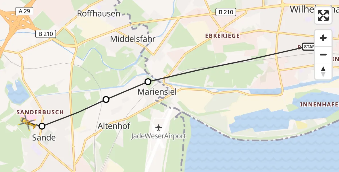 Routekaart van de vlucht: Rettungshubschrauber nach Sande, Ueckermünder Straße