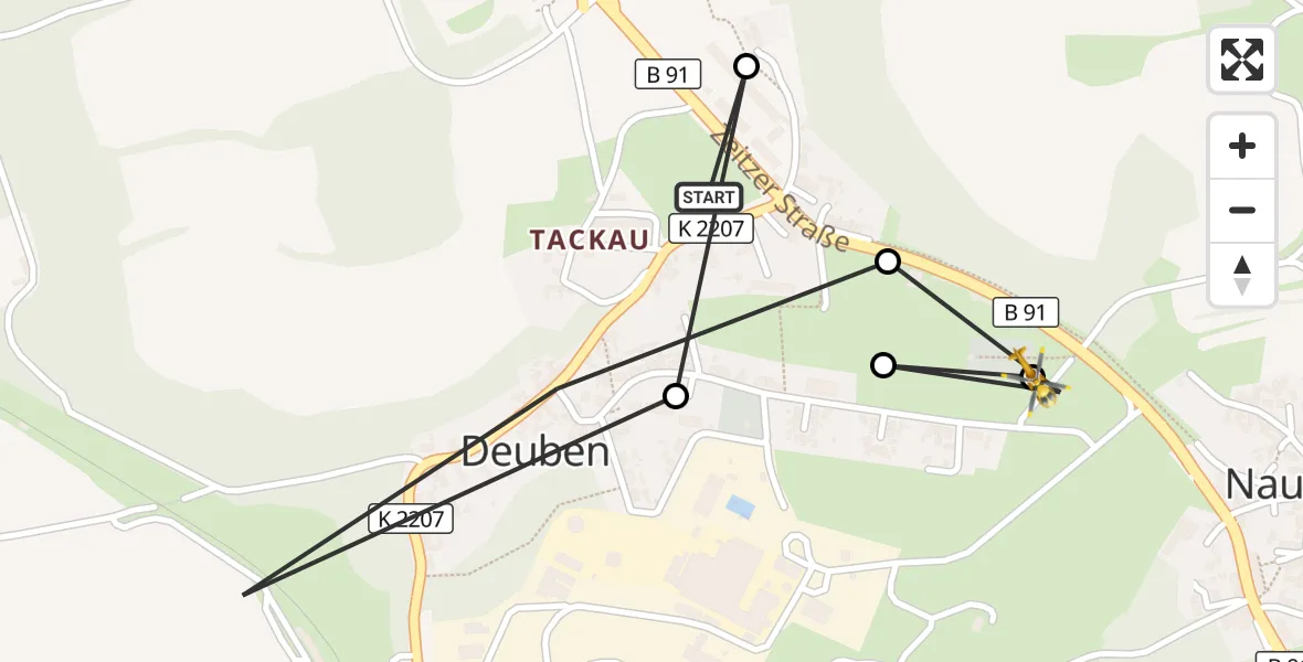 Flugroute Rettungshubschrauber Deuben - Naundorf, 20 März 2026, 10:30