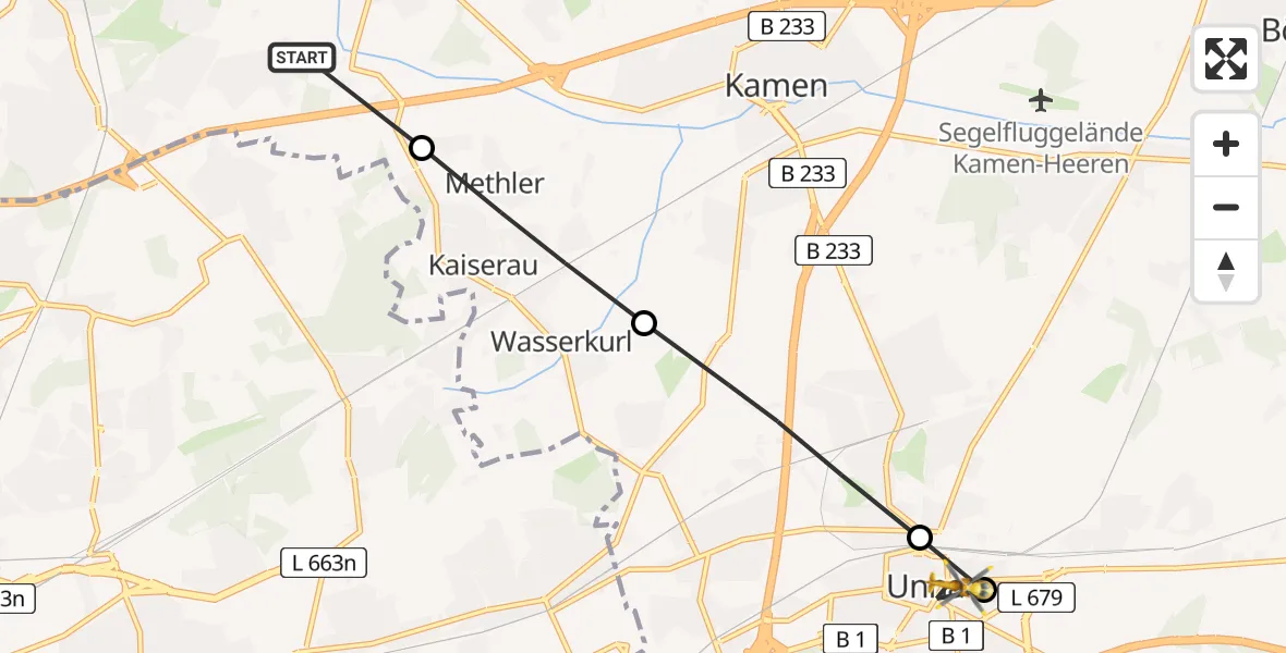 Flugroute Rettungshubschrauber Lünen - Unna, 20 März 2026, 10:51