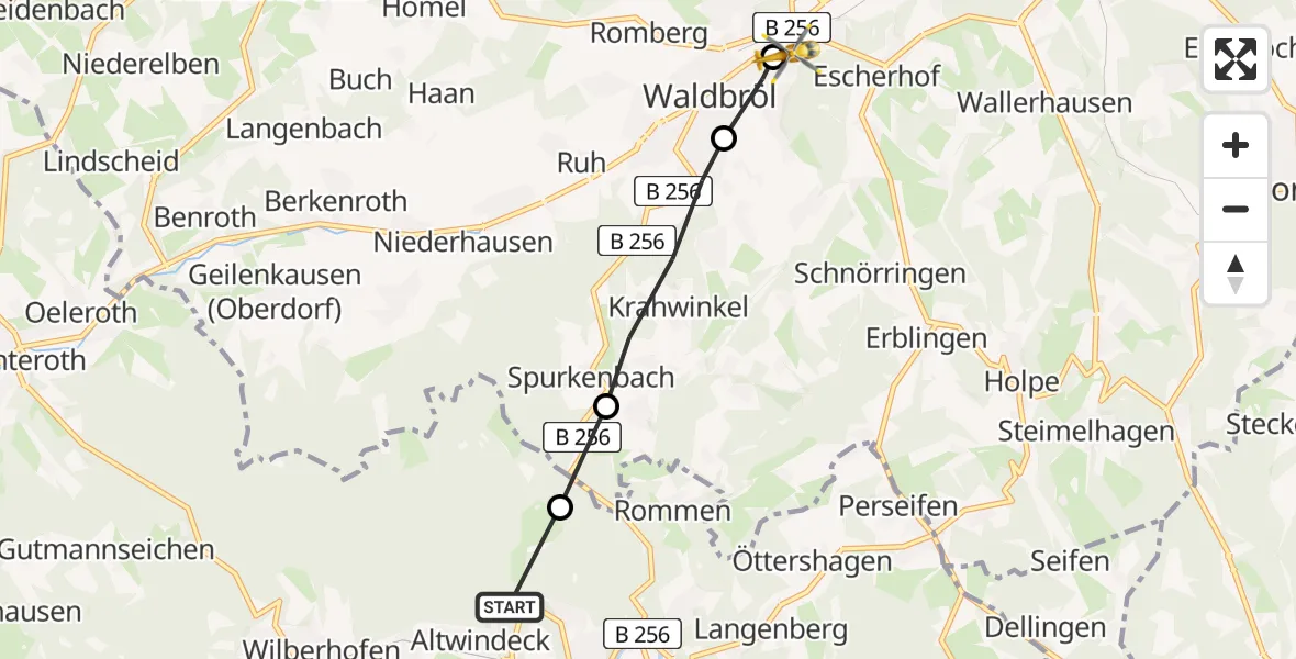 Flugroute Rettungshubschrauber Altwindeck - Escherhof, 20 März 2026, 10:58
